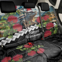 Meri Kirihimete Tuatara Back Car Seat Cover New Zealand Fern with Puhutukawa Flowers LT9 - Polynesian Pride