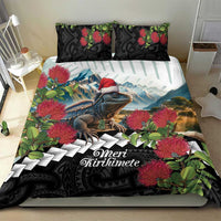 Meri Kirihimete Tuatara Bedding Set New Zealand Fern with Puhutukawa Flowers LT9 - Polynesian Pride