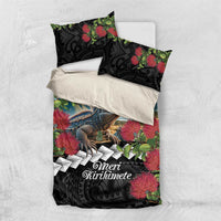 Meri Kirihimete Tuatara Bedding Set New Zealand Fern with Puhutukawa Flowers LT9 US Twin 172cm x 218cm Green - Polynesian Pride