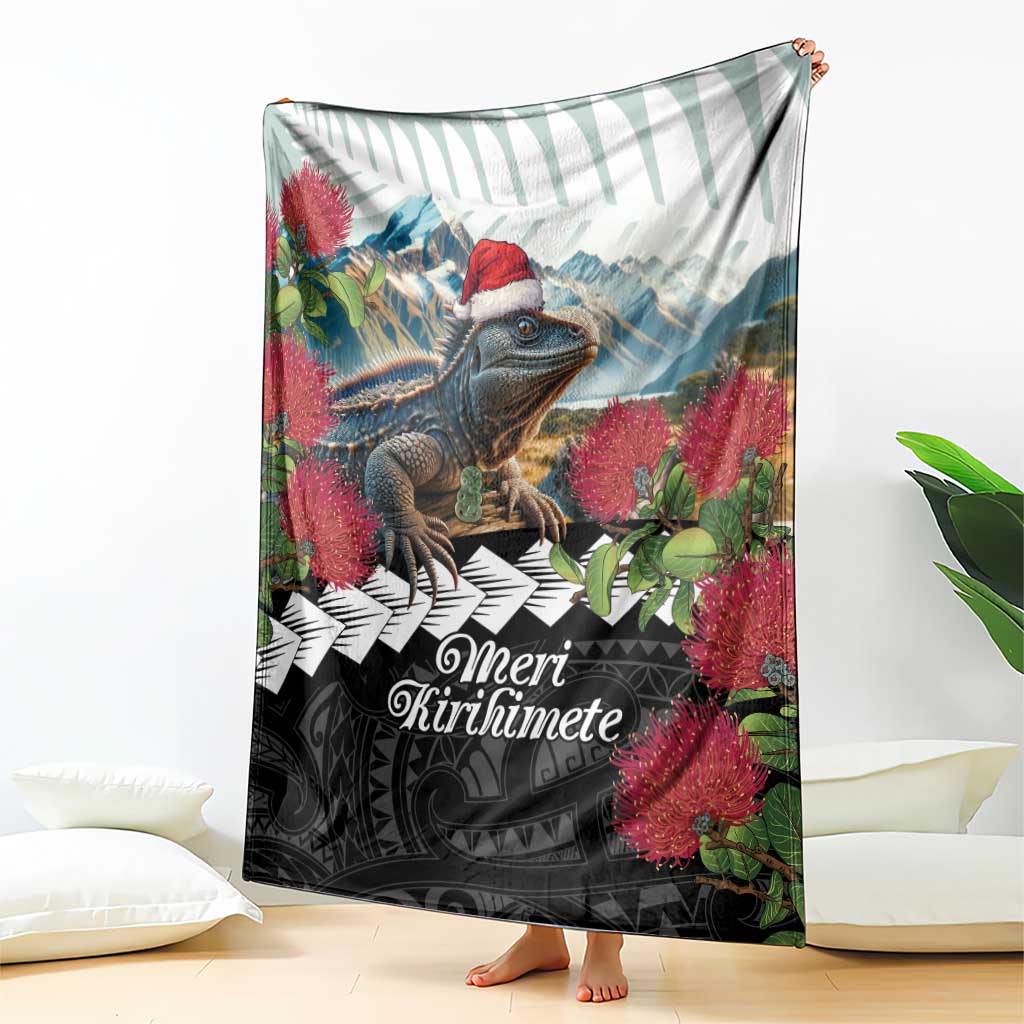 Meri Kirihimete Tuatara Blanket New Zealand Fern with Puhutukawa Flowers LT9 - Polynesian Pride