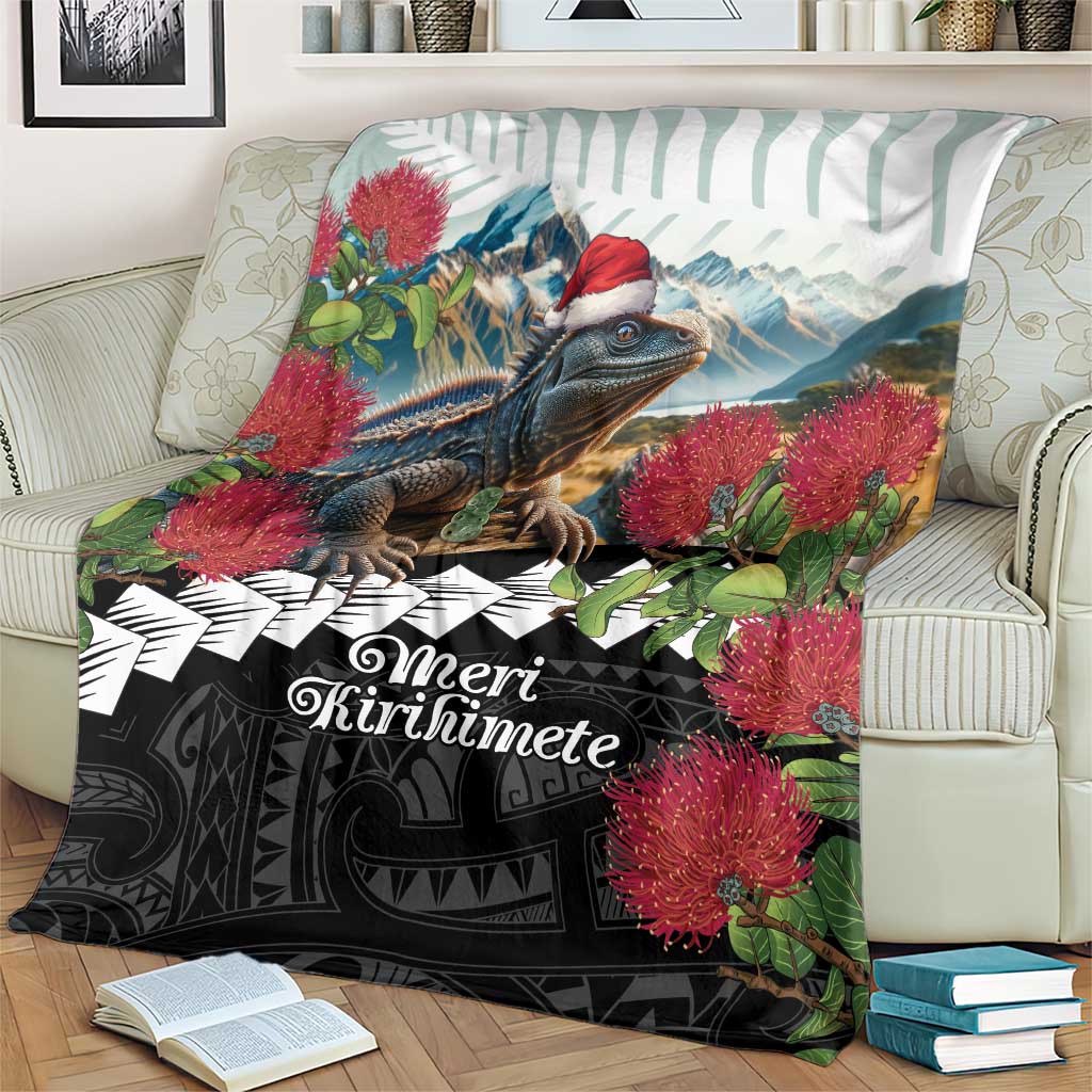 Meri Kirihimete Tuatara Blanket New Zealand Fern with Puhutukawa Flowers LT9 - Polynesian Pride