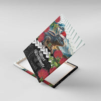 Meri Kirihimete Tuatara Canvas Wall Art New Zealand Fern with Puhutukawa Flowers LT9 With Frame Green - Polynesian Pride