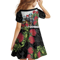 Meri Kirihimete Tuatara Family Matching Off Shoulder Short Dress and Hawaiian Shirt New Zealand Fern with Puhutukawa Flowers LT9 - Polynesian Pride