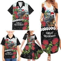 Meri Kirihimete Tuatara Family Matching Summer Maxi Dress and Hawaiian Shirt New Zealand Fern with Puhutukawa Flowers LT9 - Polynesian Pride