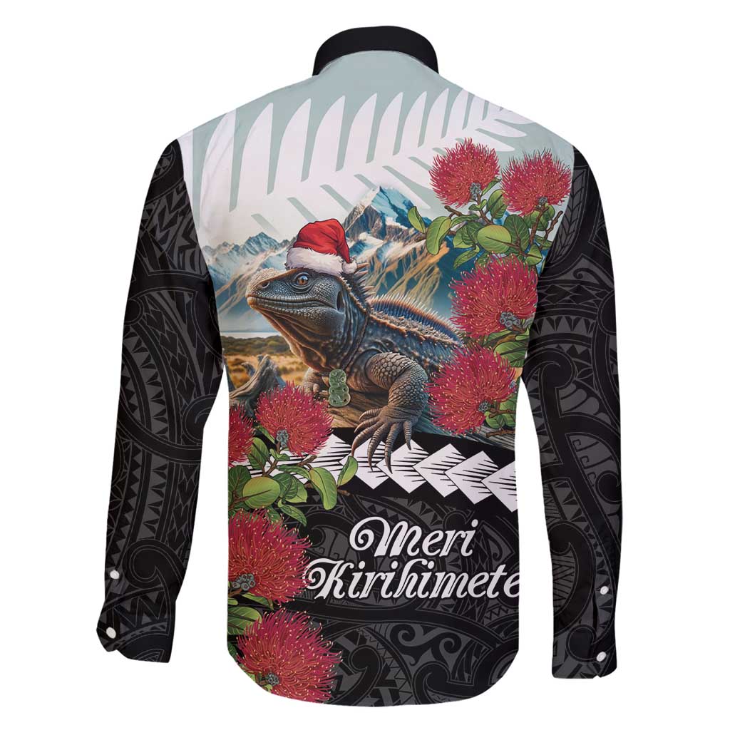 Meri Kirihimete Tuatara Family Matching Tank Maxi Dress and Hawaiian Shirt New Zealand Fern with Puhutukawa Flowers LT9 - Polynesian Pride
