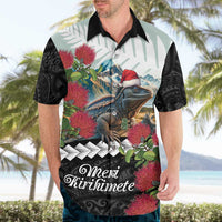 Meri Kirihimete Tuatara Hawaiian Shirt New Zealand Fern with Puhutukawa Flowers LT9 - Polynesian Pride