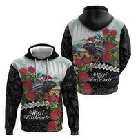 Meri Kirihimete Tuatara Hoodie New Zealand Fern with Puhutukawa Flowers LT9 - Polynesian Pride