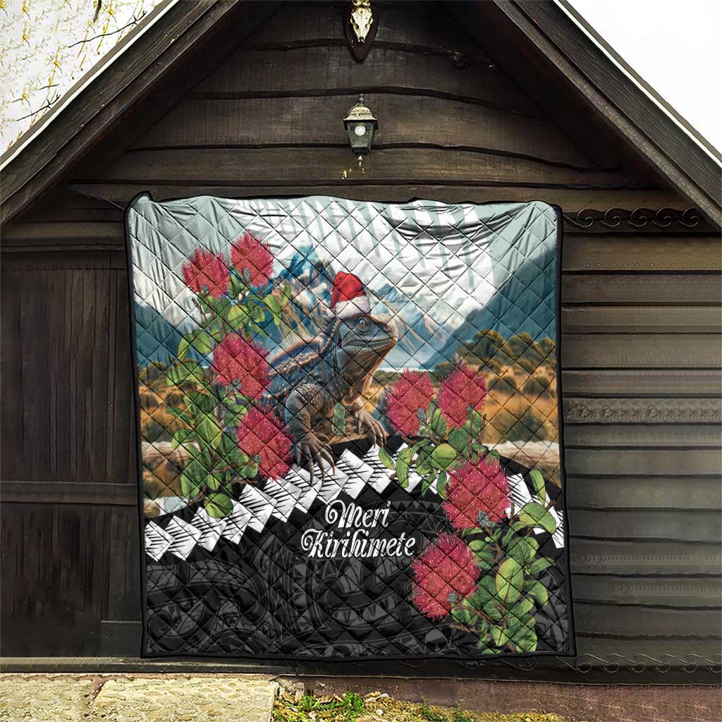 Meri Kirihimete Tuatara Quilt New Zealand Fern with Puhutukawa Flowers LT9 - Polynesian Pride