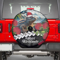 Meri Kirihimete Tuatara Spare Tire Cover New Zealand Fern with Puhutukawa Flowers LT9 - Polynesian Pride