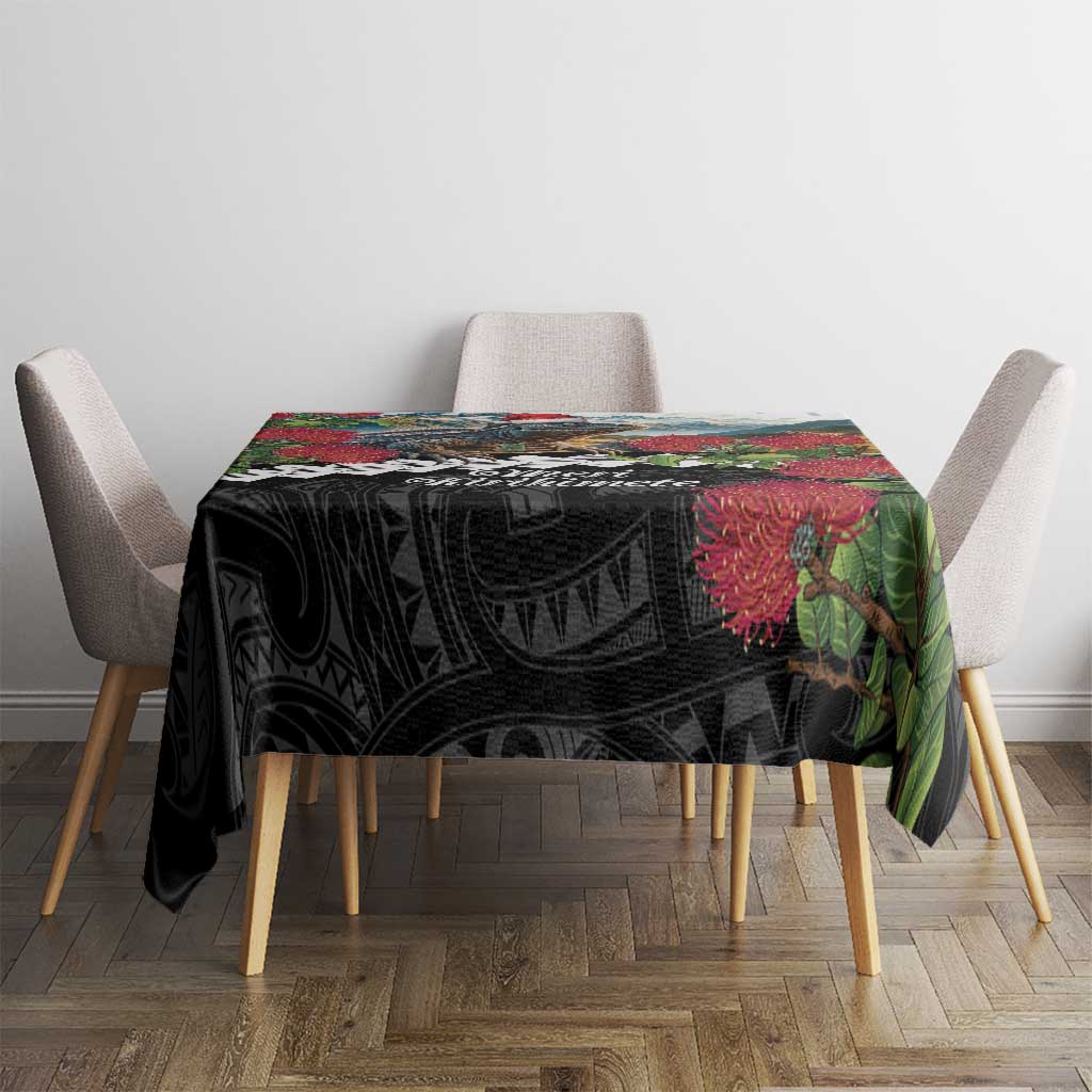 Meri Kirihimete Tuatara Tablecloth New Zealand Fern with Puhutukawa Flowers LT9 - Polynesian Pride