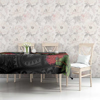 Meri Kirihimete Tuatara Tablecloth New Zealand Fern with Puhutukawa Flowers LT9 - Polynesian Pride