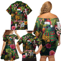 Meri Kirihimete Kakapo Santa Family Matching Off Shoulder Short Dress and Hawaiian Shirt Merry Christmas with Tropical Vibe LT9 - Polynesian Pride