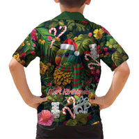 Meri Kirihimete Kakapo Santa Family Matching Short Sleeve Bodycon Dress and Hawaiian Shirt Merry Christmas with Tropical Vibe LT9 - Polynesian Pride