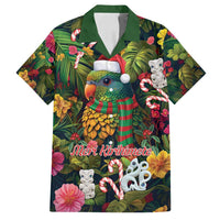 Meri Kirihimete Kakapo Santa Family Matching Summer Maxi Dress and Hawaiian Shirt Merry Christmas with Tropical Vibe LT9 Dad's Shirt - Short Sleeve Green - Polynesian Pride