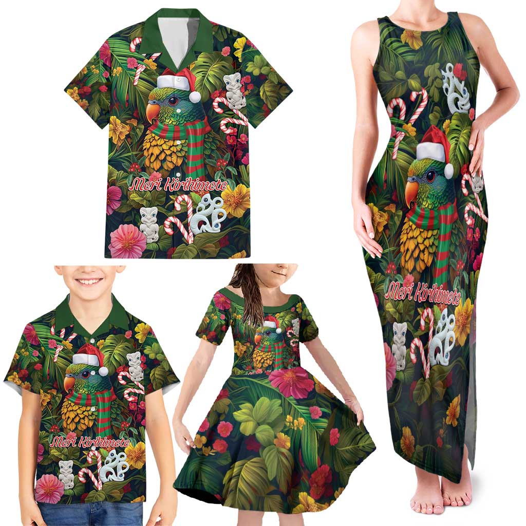 Meri Kirihimete Kakapo Santa Family Matching Tank Maxi Dress and Hawaiian Shirt Merry Christmas with Tropical Vibe LT9 - Polynesian Pride