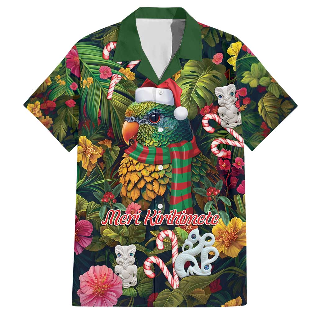 Meri Kirihimete Kakapo Santa Hawaiian Shirt Merry Christmas with Tropical Vibe LT9 Green - Polynesian Pride