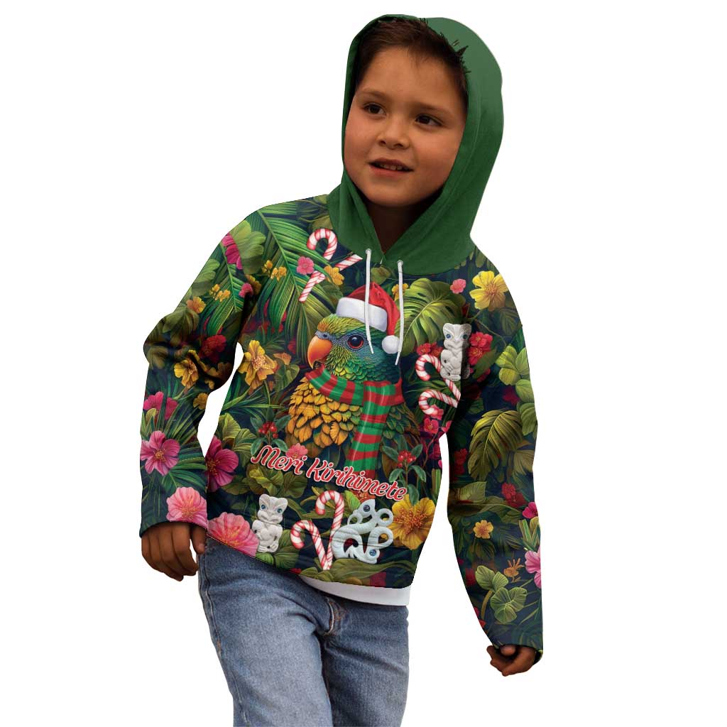Meri Kirihimete Kakapo Santa Kid Hoodie Merry Christmas with Tropical Vibe LT9 - Polynesian Pride