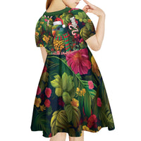 Meri Kirihimete Kakapo Santa Kid Short Sleeve Dress Merry Christmas with Tropical Vibe LT9 - Polynesian Pride