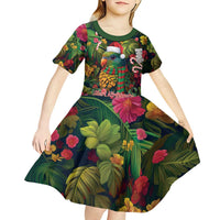 Meri Kirihimete Kakapo Santa Kid Short Sleeve Dress Merry Christmas with Tropical Vibe LT9 - Polynesian Pride