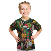 Meri Kirihimete Kakapo Santa Kid T Shirt Merry Christmas with Tropical Vibe LT9 Green - Polynesian Pride