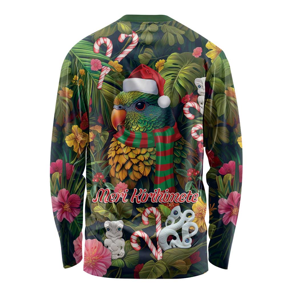 Meri Kirihimete Kakapo Santa Long Sleeve Shirt Merry Christmas with Tropical Vibe LT9 - Polynesian Pride