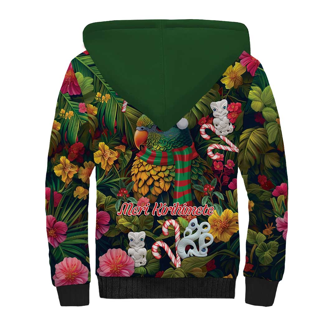 Meri Kirihimete Kakapo Santa Sherpa Hoodie Merry Christmas with Tropical Vibe LT9 - Polynesian Pride