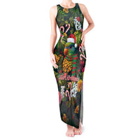 Meri Kirihimete Kakapo Santa Tank Maxi Dress Merry Christmas with Tropical Vibe LT9 Women Green - Polynesian Pride