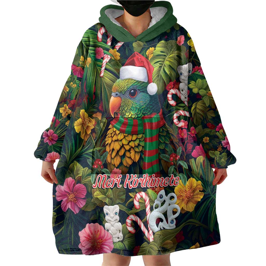 Meri Kirihimete Kakapo Santa Wearable Blanket Hoodie Merry Christmas with Tropical Vibe LT9 - Polynesian Pride