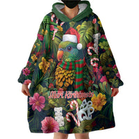 Meri Kirihimete Kakapo Santa Wearable Blanket Hoodie Merry Christmas with Tropical Vibe LT9 - Polynesian Pride