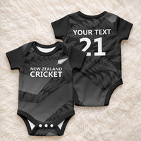 New Zealand Cricket Custom Baby Onesie Potae Pango Black Fern Pattern LT9 - Polynesian Pride