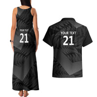 New Zealand Cricket Custom Couples Matching Tank Maxi Dress and Hawaiian Shirt Potae Pango Black Fern Pattern LT9 - Polynesian Pride