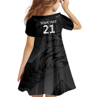 New Zealand Cricket Custom Family Matching Long Sleeve Bodycon Dress and Hawaiian Shirt Potae Pango Black Fern Pattern LT9 - Polynesian Pride