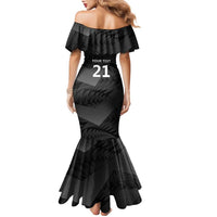New Zealand Cricket Custom Family Matching Mermaid Dress and Hawaiian Shirt Potae Pango Black Fern Pattern LT9 - Polynesian Pride