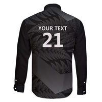 New Zealand Cricket Custom Family Matching Off The Shoulder Long Sleeve Dress and Hawaiian Shirt Potae Pango Black Fern Pattern LT9 - Polynesian Pride