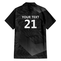 New Zealand Cricket Custom Family Matching Off Shoulder Short Dress and Hawaiian Shirt Potae Pango Black Fern Pattern LT9 - Polynesian Pride