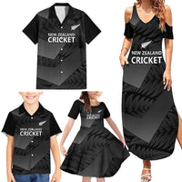 New Zealand Cricket Custom Family Matching Summer Maxi Dress and Hawaiian Shirt Potae Pango Black Fern Pattern LT9 - Polynesian Pride