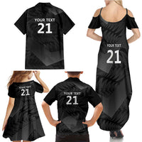 New Zealand Cricket Custom Family Matching Summer Maxi Dress and Hawaiian Shirt Potae Pango Black Fern Pattern LT9 - Polynesian Pride