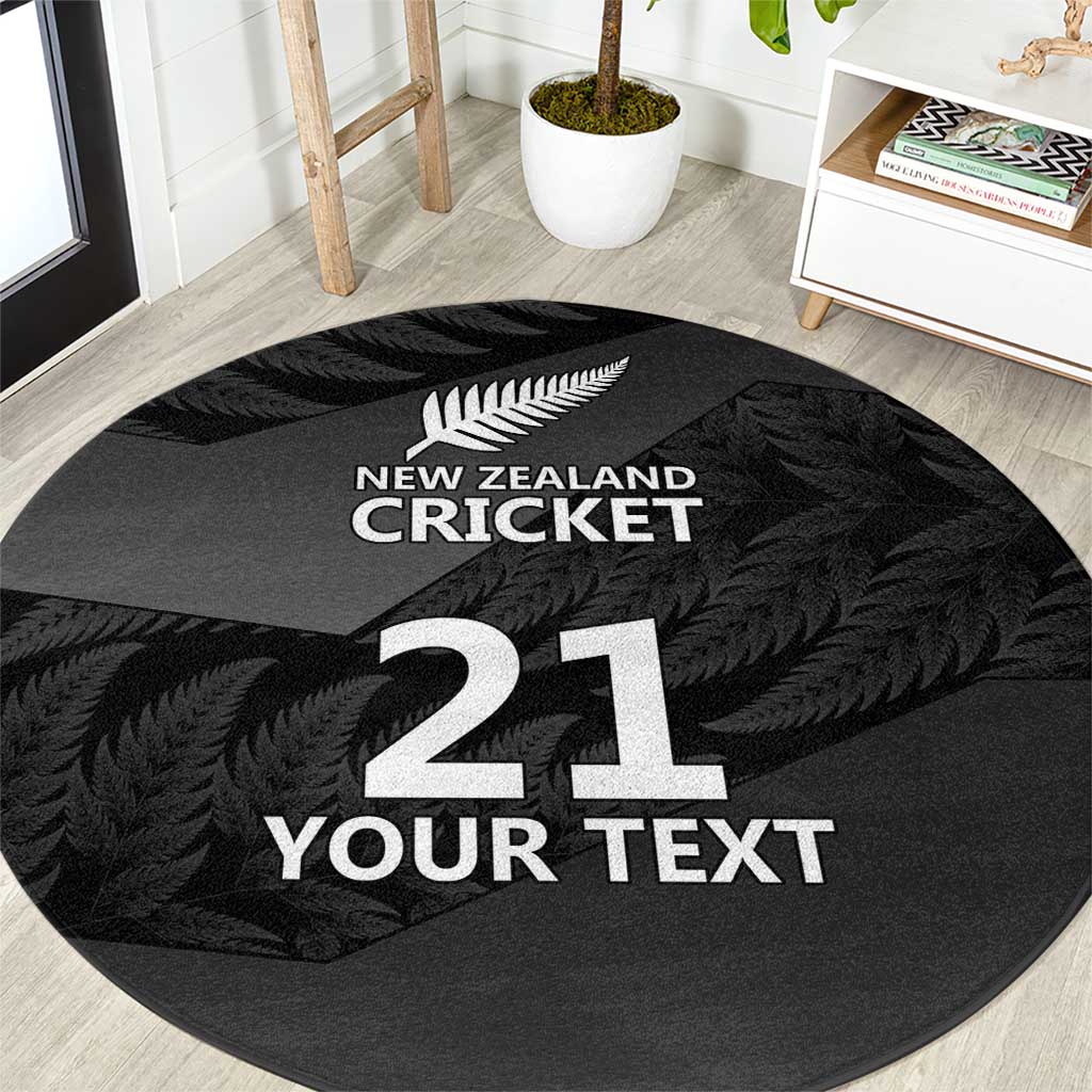 New Zealand Cricket Custom Round Carpet Potae Pango Black Fern Pattern LT9 Black - Polynesian Pride
