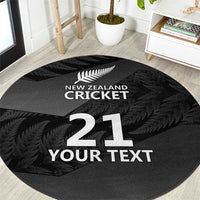 New Zealand Cricket Custom Round Carpet Potae Pango Black Fern Pattern LT9 Black - Polynesian Pride