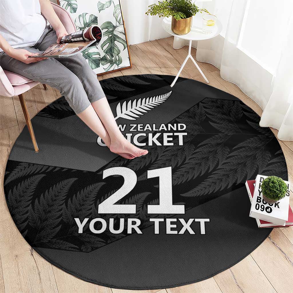 New Zealand Cricket Custom Round Carpet Potae Pango Black Fern Pattern LT9 - Polynesian Pride