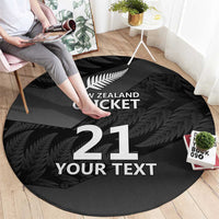 New Zealand Cricket Custom Round Carpet Potae Pango Black Fern Pattern LT9 - Polynesian Pride