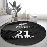 New Zealand Cricket Custom Round Carpet Potae Pango Black Fern Pattern LT9 - Polynesian Pride