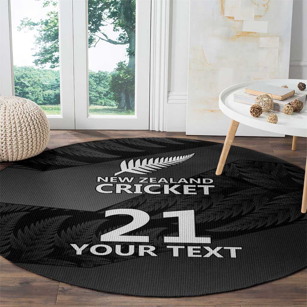 New Zealand Cricket Custom Round Carpet Potae Pango Black Fern Pattern LT9 - Polynesian Pride