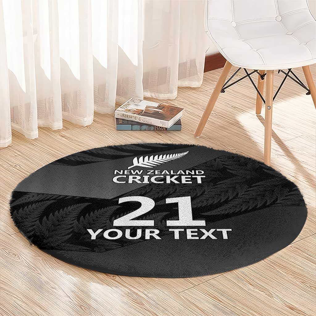 New Zealand Cricket Custom Round Carpet Potae Pango Black Fern Pattern LT9 - Polynesian Pride