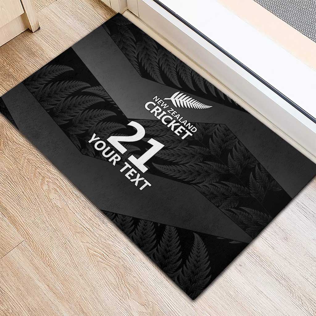 New Zealand Cricket Custom Rubber Doormat Potae Pango Black Fern Pattern