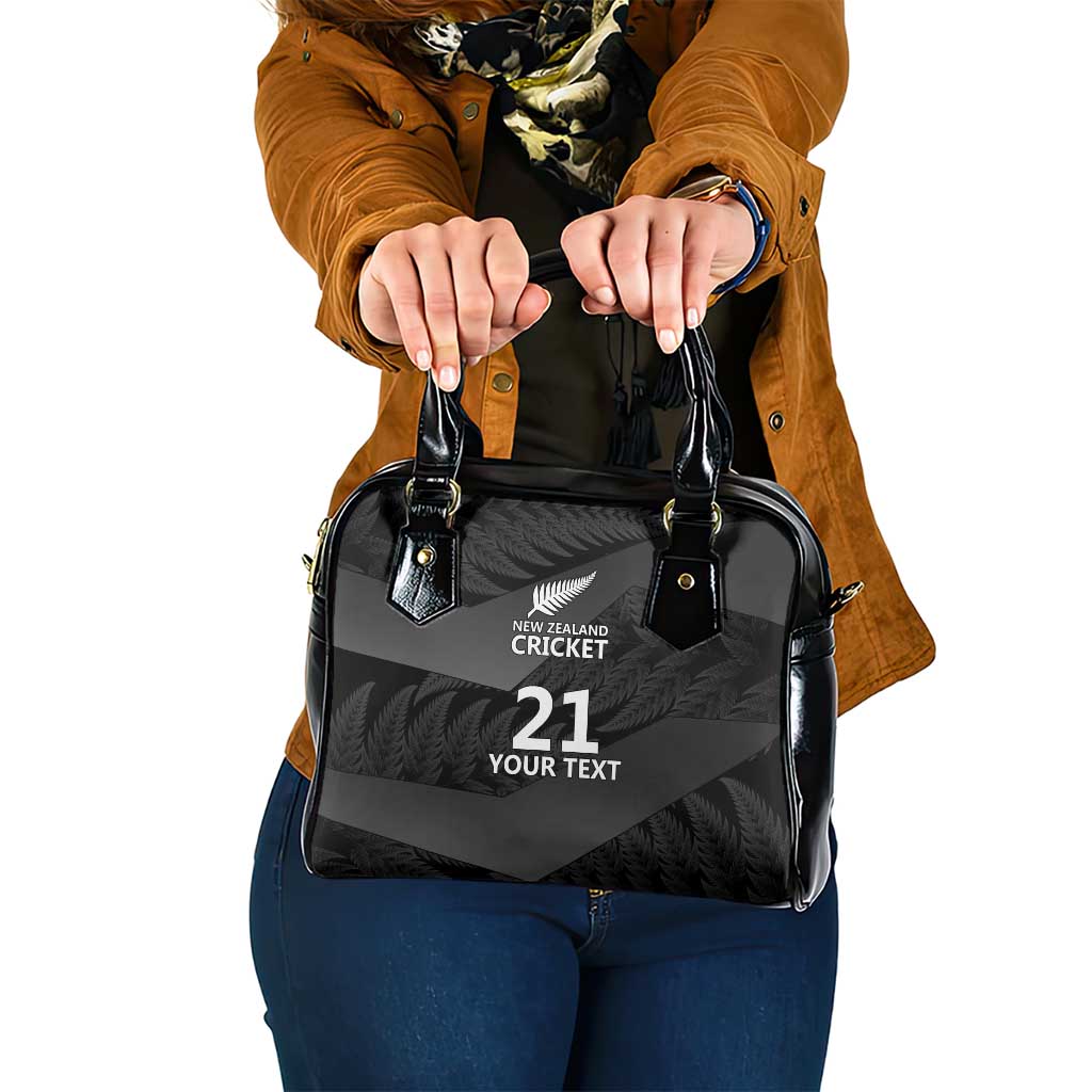 New Zealand Cricket Custom Shoulder Handbag Potae Pango Black Fern Pattern LT9 One Size Black - Polynesian Pride