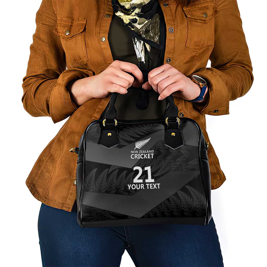 New Zealand Cricket Custom Shoulder Handbag Potae Pango Black Fern Pattern LT9 - Polynesian Pride