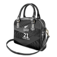 New Zealand Cricket Custom Shoulder Handbag Potae Pango Black Fern Pattern LT9 - Polynesian Pride