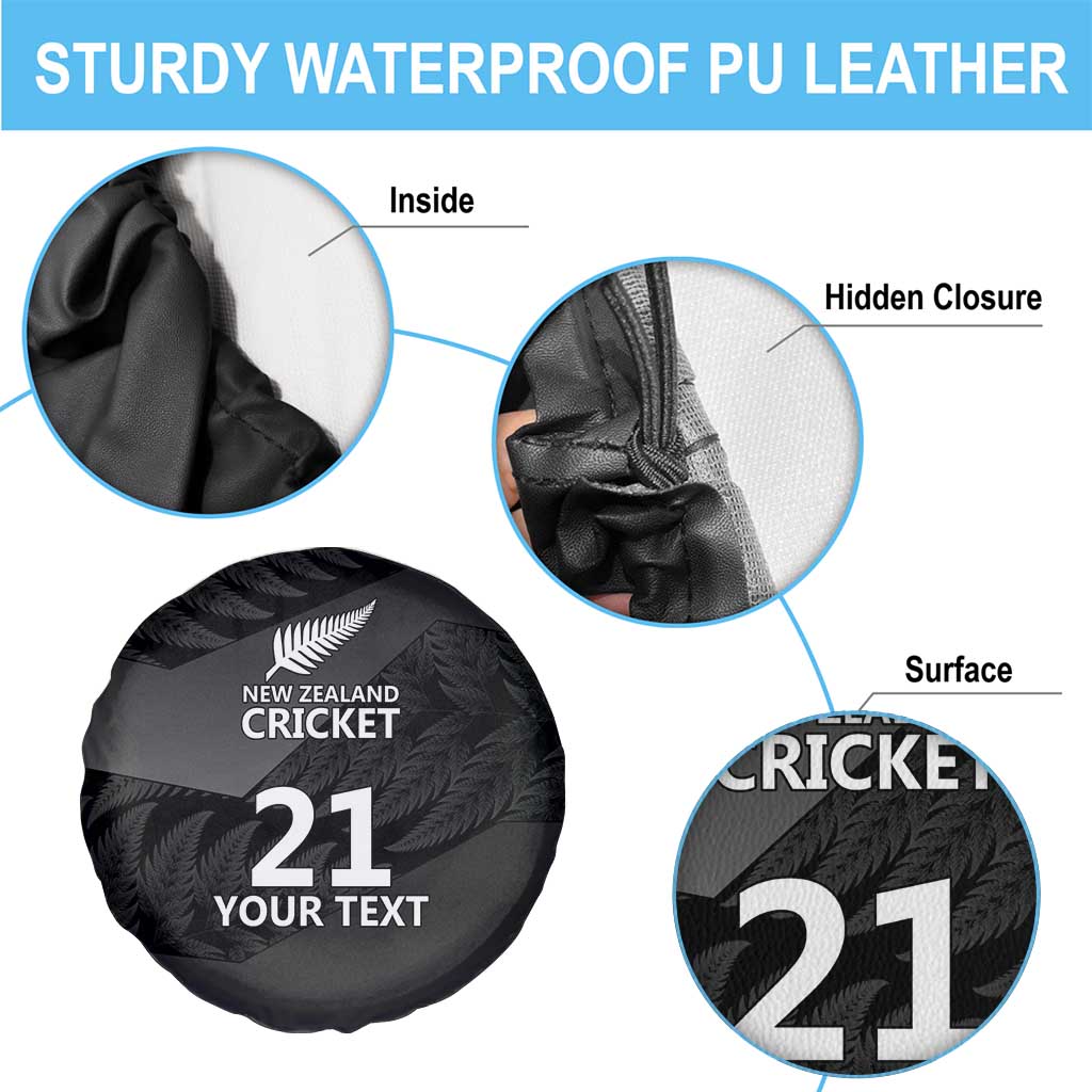 New Zealand Cricket Custom Spare Tire Cover Potae Pango Black Fern Pattern LT9 - Polynesian Pride