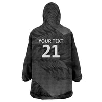 New Zealand Cricket Custom Wearable Blanket Hoodie Potae Pango Black Fern Pattern LT9 - Polynesian Pride